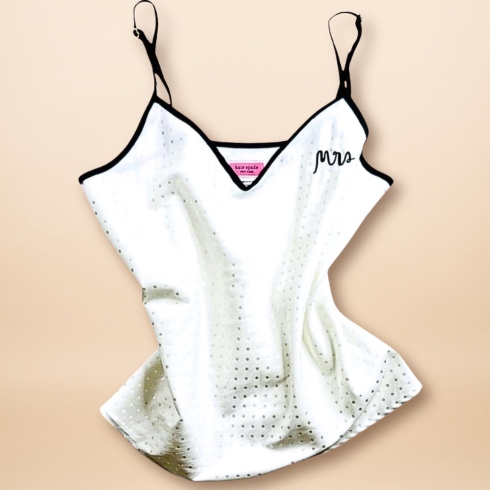 Kate Spade Bridal Top Satin Embroidered Ivory adjustable straps Wedding
